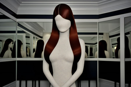 a female mannequin in a shop windowの素材