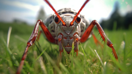 Spider on the grass.の素材