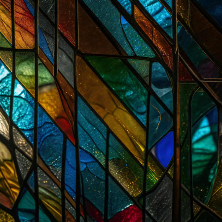 Colorful stained glass window in a church, Stained glass.の素材