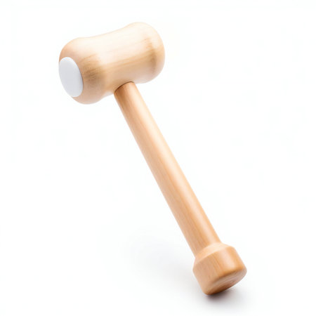 Wooden mallet on a white background. Isolated object.の素材