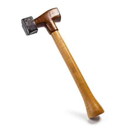 Wooden hammer isolated on white background.の素材