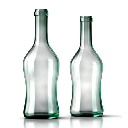Empty glass bottles isolated on white background.の素材