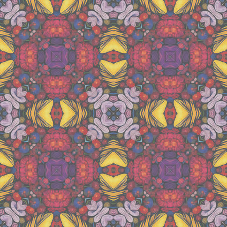 Colorful kaleidoscope seamless pattern, abstract colorful background, textureの素材