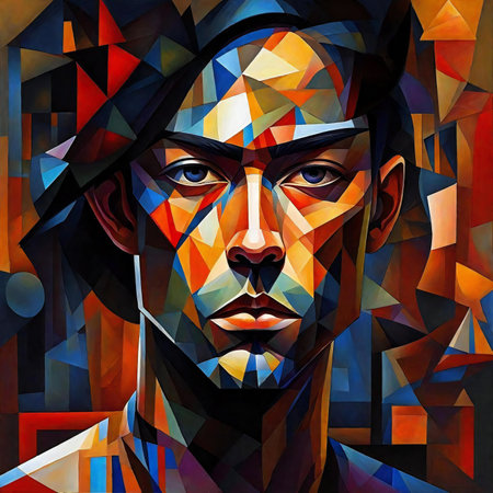 Abstract colorful portrait of jesus. Stylized digital painting.の素材