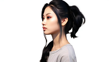 Portrait of a beautiful young asian woman with clean fresh skinの素材