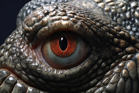 Close-up of the eye of a dinosaur.の素材