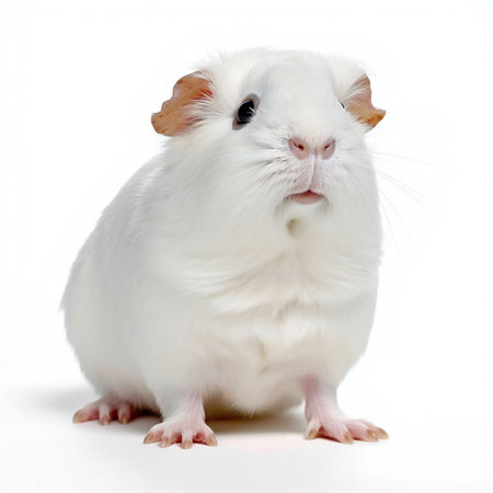 White guinea pig isolated on a white background. Close-up.の素材