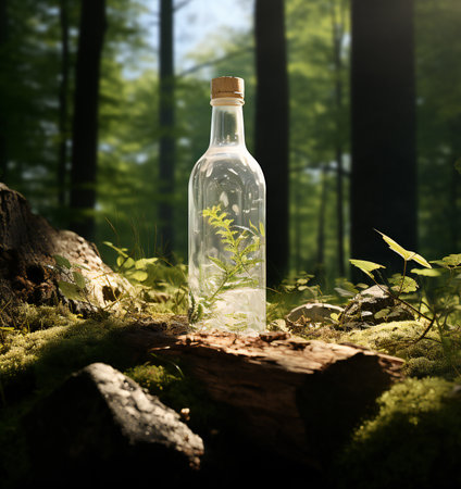 Message in a bottle in the forest.の素材