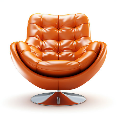 Brown leather armchair isolated on white background.の素材