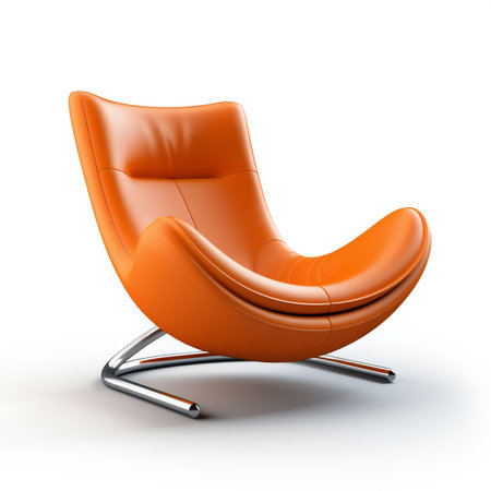 Modern orange armchair isolated on white background.の素材