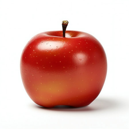 Red apple with water drops on a white background.の素材