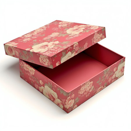 Red gift box on a white background.の素材