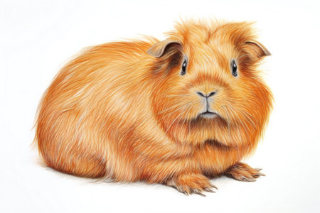 cute guinea pig isolated on white background. watercolor paintingの素材
