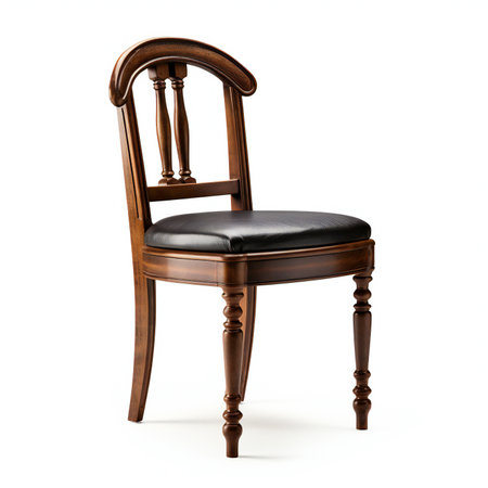 Classic wooden chair isolated on white background.の素材