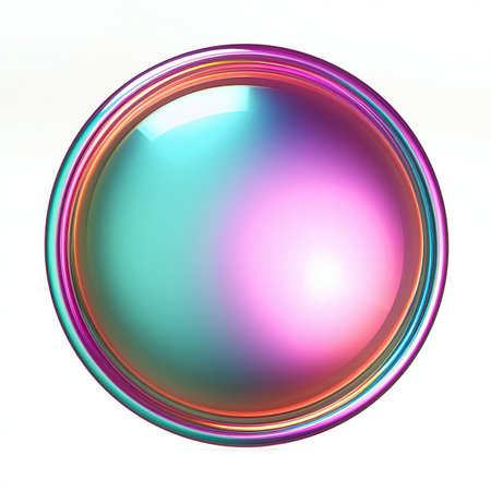 Glossy glass sphere with rainbow colors.の素材
