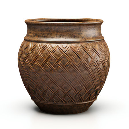 Clay pot isolated on white background.の素材