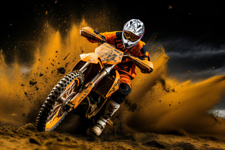 Motocross rider on the race. Extreme motocross concept.の素材