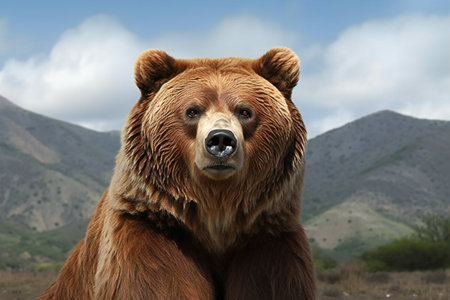 Big brown bear in the wild, close-up. Wildlife sceneの素材
