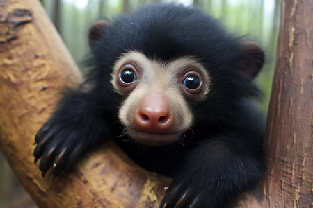 Asian black bear (Ursus americanus) close up portraitの素材