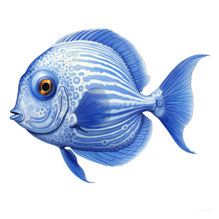 Blue fish isolated on white background.の素材