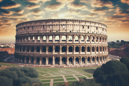 Colosseum in Rome, Italy. Retro style toned pictureの素材