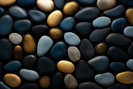 Colorful pebbles on black background. Abstract background and texture for design.の素材