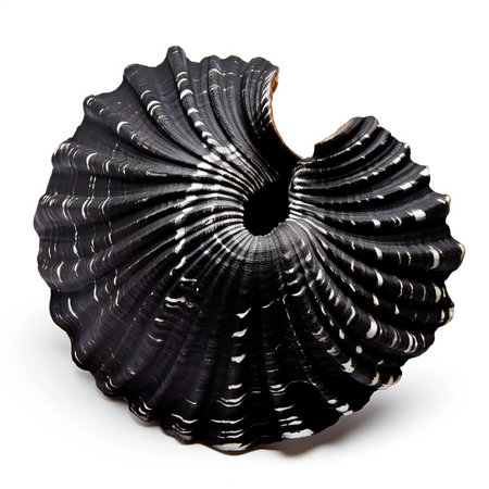 Black seashell isolated on white background.の素材