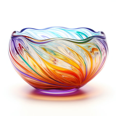 Colorful glass bowl isolated on white background.の素材
