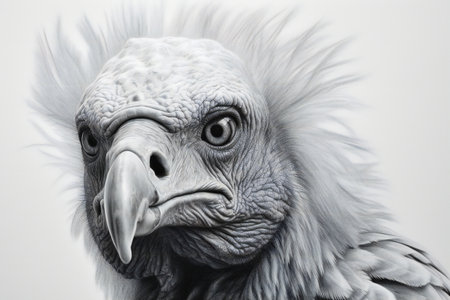 Close-up portrait of a vulture on a white background.の素材