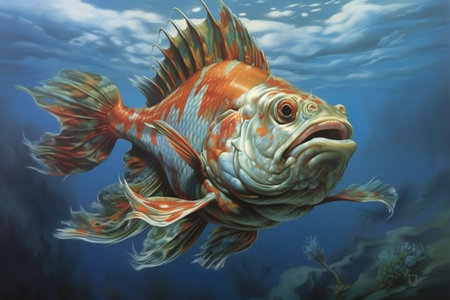 Fish in the deep blue water.の素材