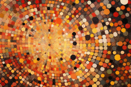 abstract background with circles and dots in red, orange and yellow colorsの素材