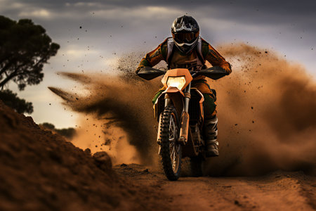 Motocross rider on the race. Extreme motocross concept.の素材