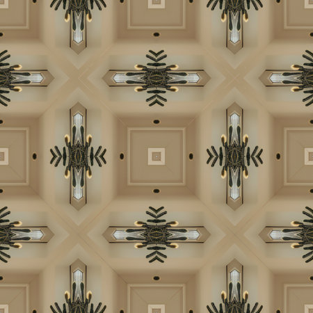 Seamless background pattern. Abstract kaleidoscope fabric design textureの素材