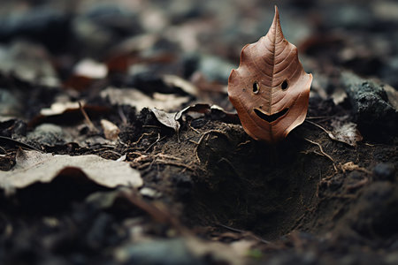 Dry leaf on the ground in the forest. Nature concept.の素材