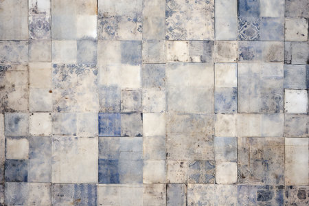 Old ceramic tile wall background for interior or exterior design and decoration.の素材