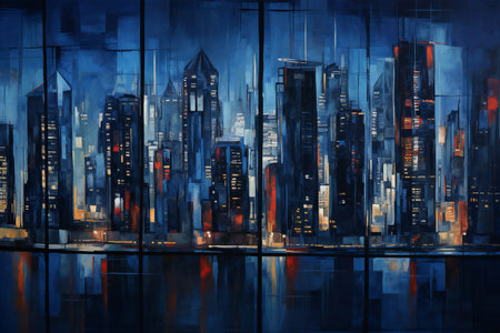 Abstract cityscape with skyscrapers. Elements of this image furnishedの素材