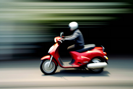 motorcycle on the road with motion blur, abstract background.の素材