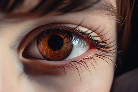 Close-up of a beautiful girl's eye. Macro shot.の素材