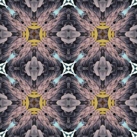 Seamless background pattern. Abstract kaleidoscope fabric design textureの素材