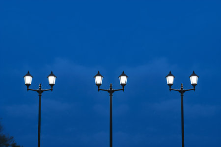 Lanterns on blue sky background.  Street lamp.の素材