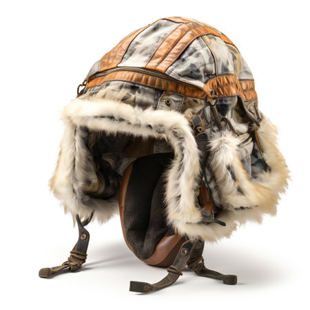 Horse leather helmet isolated on white background.の素材