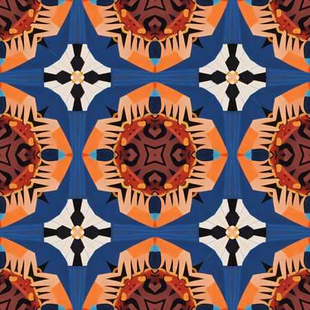 Seamless background pattern. Abstract kaleidoscope fabric design textureの素材
