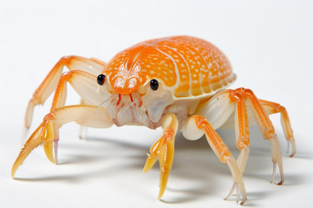 Close-up of a crab isolated on white background,の素材