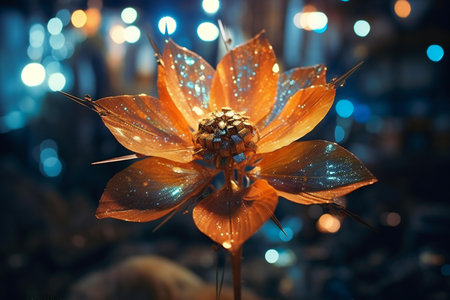 beautiful flower in the garden at night, bokeh backgroundの素材