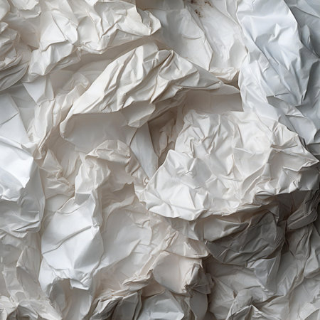 White crumpled paper as a background. Crumpled paper texture.の素材