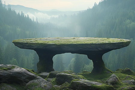 Empty table in the middle of the mountains.の素材