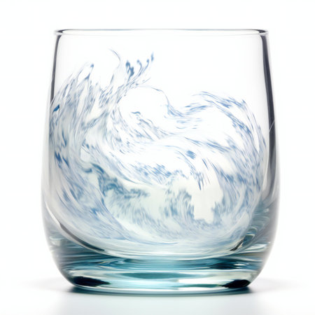 Water in a glass on a white background.の素材