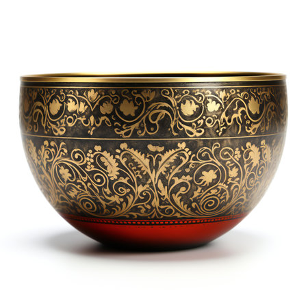 golden bowl isolated on white background.の素材
