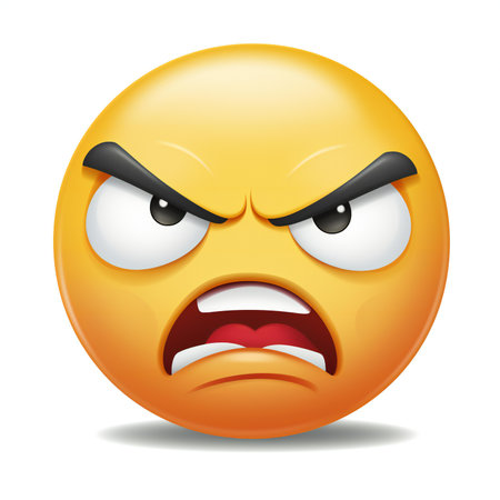 Angry emoji isolated on white background. Emoticon with facial expressionの素材