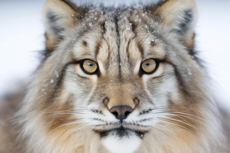 Close-up portrait of a beautiful european lynx in winterの素材